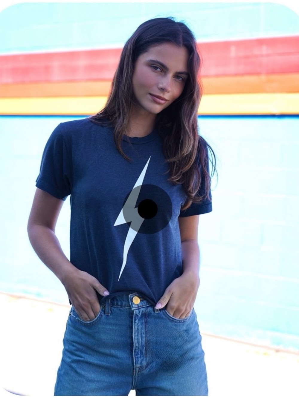 Aviator Nation ⚡️$89 Bolt Boyfriend Tee Charcoal 🌈 Like New ⚡️ XS